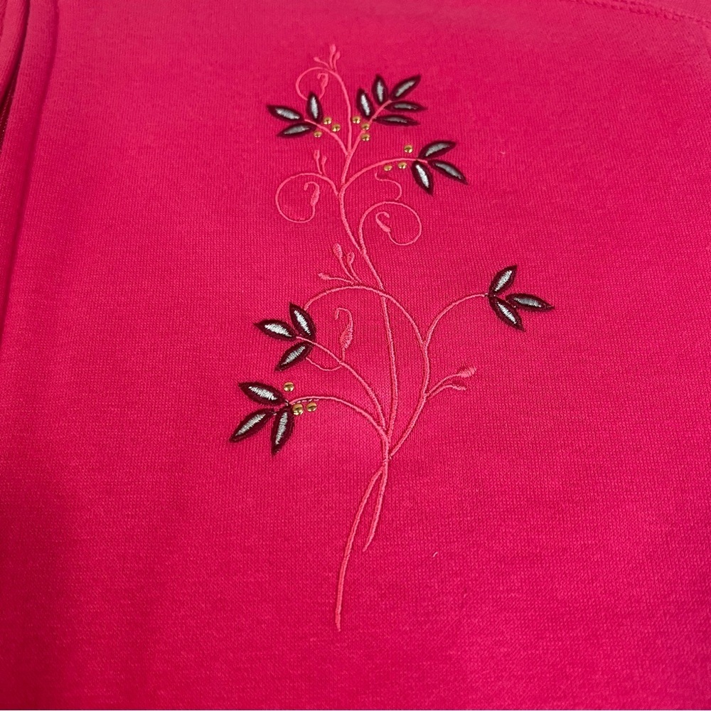 NWT Vintage ARTISANS Pink Full-Zip Jacket with Embroidered Floral Design | XL - Picture 12 of 15